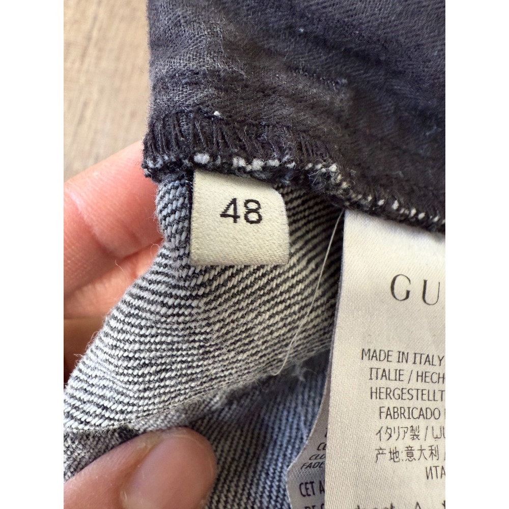 Gucci Uniform Jeans Men Size 48 Black Denim Italy Distressed Straight Leg Casual - Picture 14 of 16